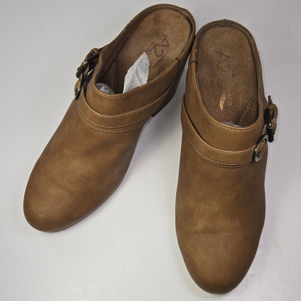 A2 by Aerosoles Heel Rest Velveteen Heeled Clogs Brown Women's Sz‎ 9.5